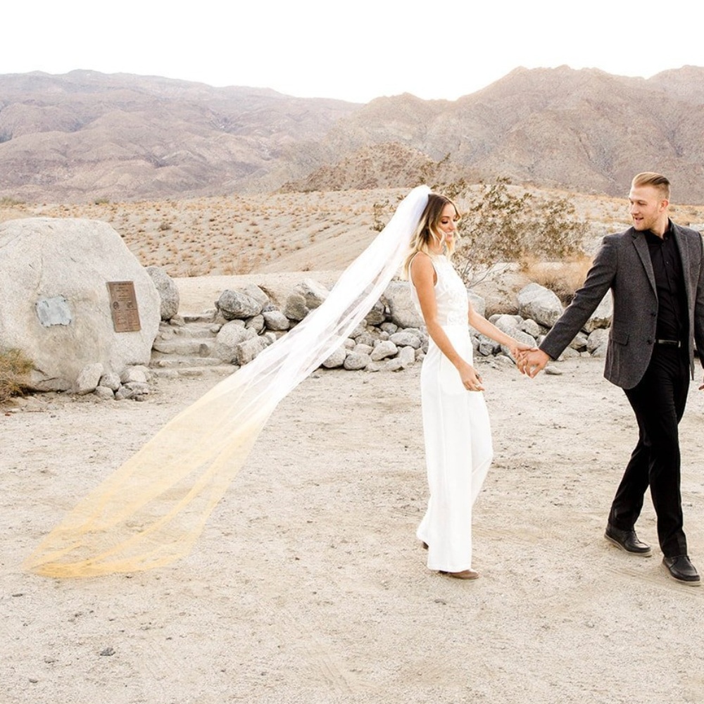 New Handmade Wedding Veil Alternative Gold blue